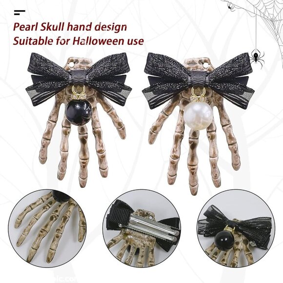 Gothic Skeleton Hand Hair Clips Set of 4 Cute Bone Claw Barrette Accessories main image 5